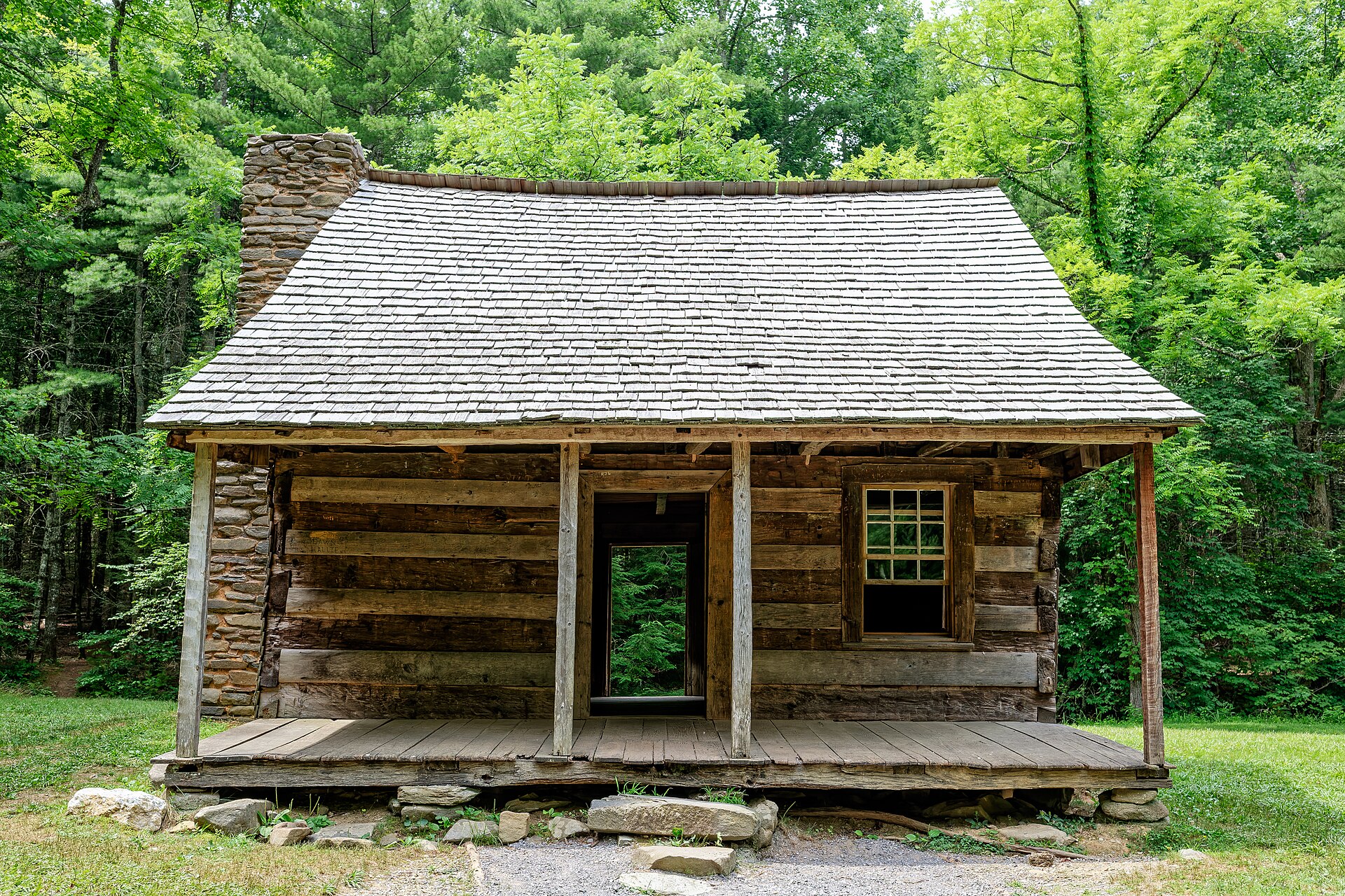 The historic Carter Shields log cabin in Cades Cove